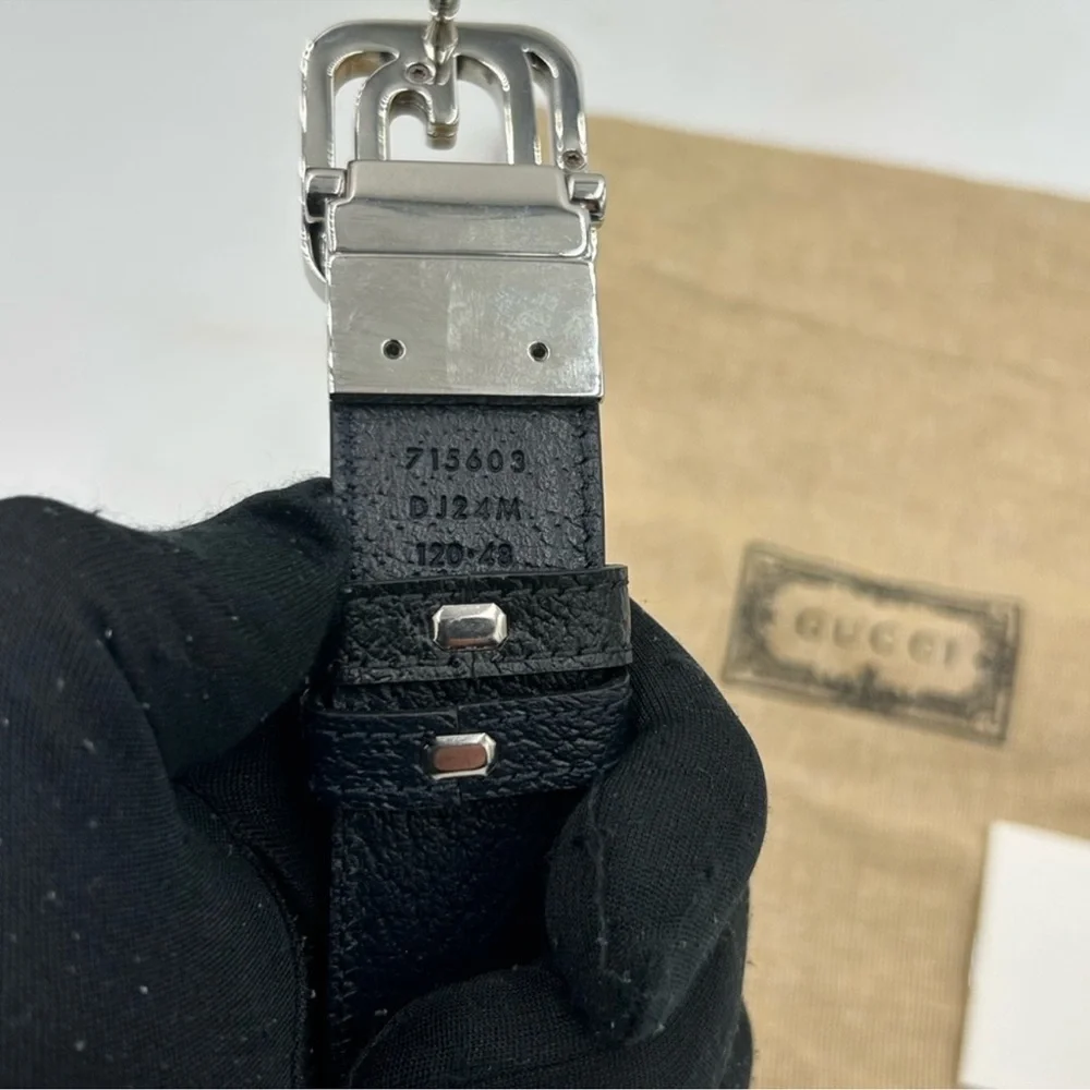 Men’s Gucci interlocking G leather belt, 120 cm/46 inch made in Italy